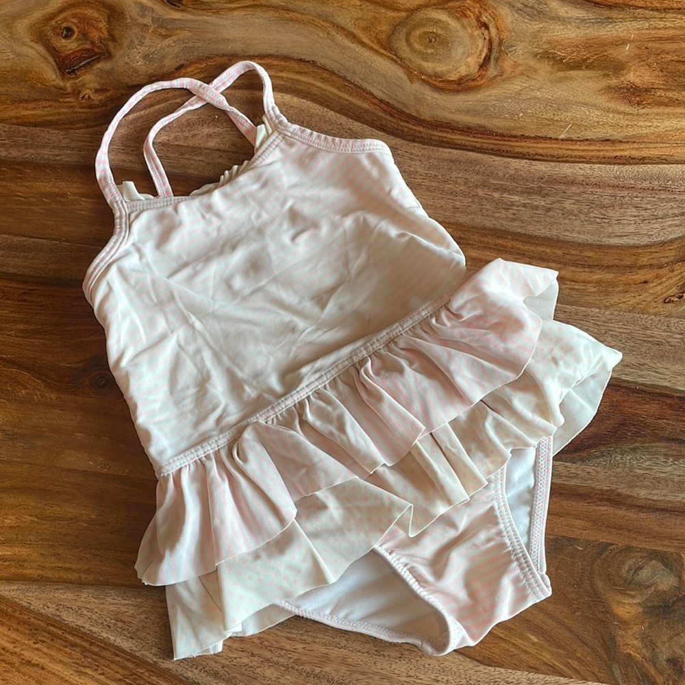 Cute Joe Fresh 18-24 Month Stripes and Polka Dot Pink Swimsuit